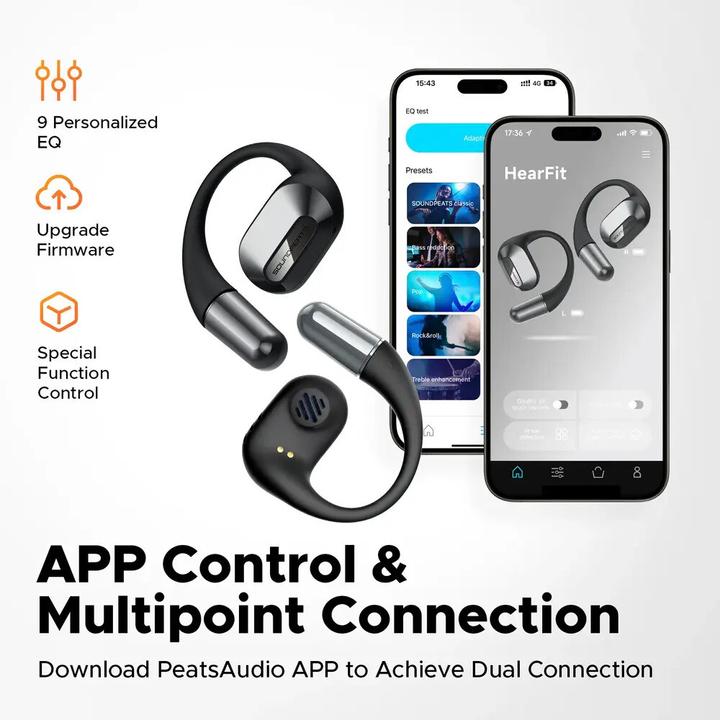 Actual product image Soundpeats HearFit wireless headphones (black) (ANC, 22 h, Wireless)