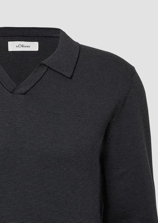 Produktbild s.Oliver Strickpullover Gestrickter Streifenpullover mit Polokragen und Rippbündchen (M)