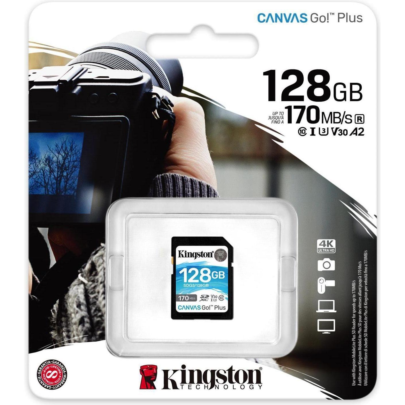 Thumbnail - Kingston Canvas Go! Plus (128 GB, SDXC, U3, UHS-I), Speicherkarte, Schwarz