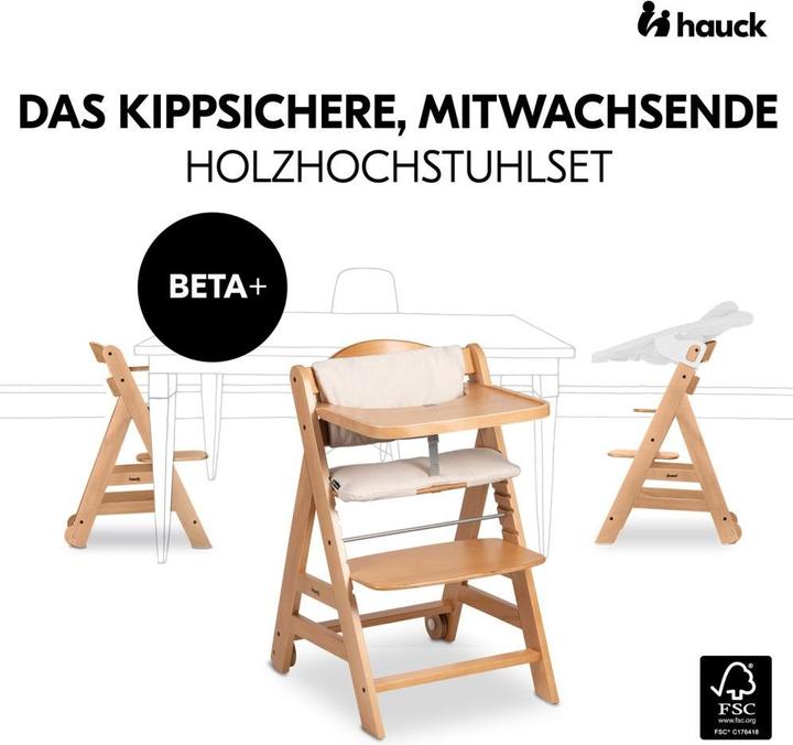 Produktbild Hauck Hochstühle Beta Plus Natural 5-tlg. Newborn Set - Hochstuhl + (Hochstuhl Sitzerhöhung)