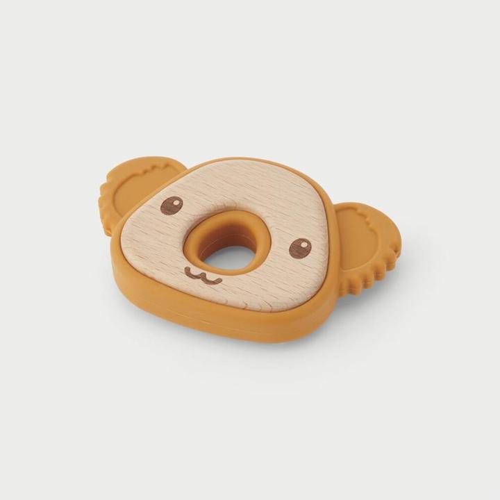 SiliSoft - Turtle Teething Ring - Sensory teething toy made of silicone & beech wood (0 Months)
