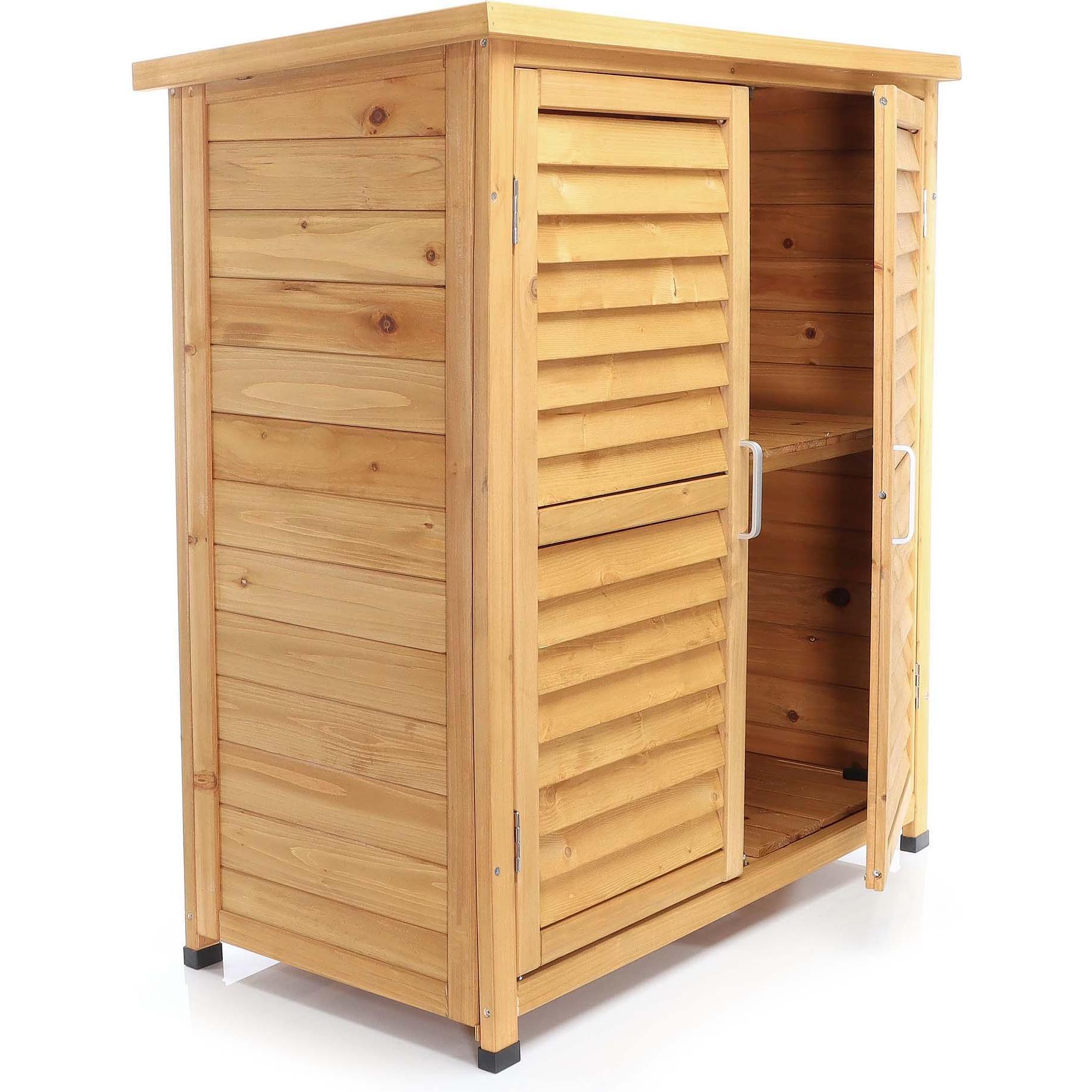 Thumbnail - Wiltec, Gartenhaus + Gartenschrank, Gartenhaus mit 2 Flügel Tür 870x465x916 mm Fichtenholz Gerätehaus Pult