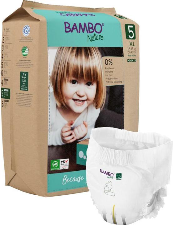 Actual product image Bambo Baby diapers, pants, eco-labeled, Nature Pants, 5, paper bag, 12-18 kg (19 Piece)