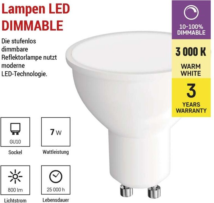 Produktbild Emos LED Lampe Classic (GU10, 7 W, 800 lm, 1 x, E)