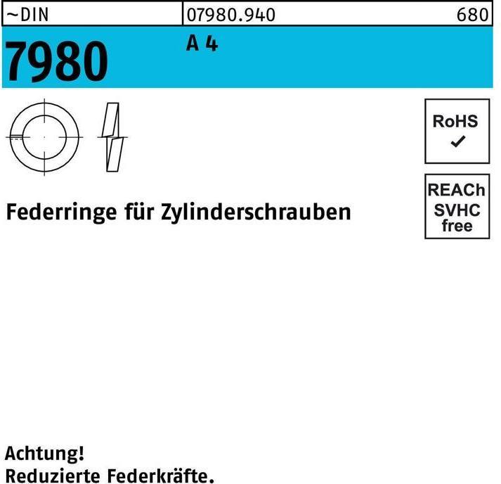 Produktbild Federring DIN 7980 f.Zylinderschrauben 4 A 4