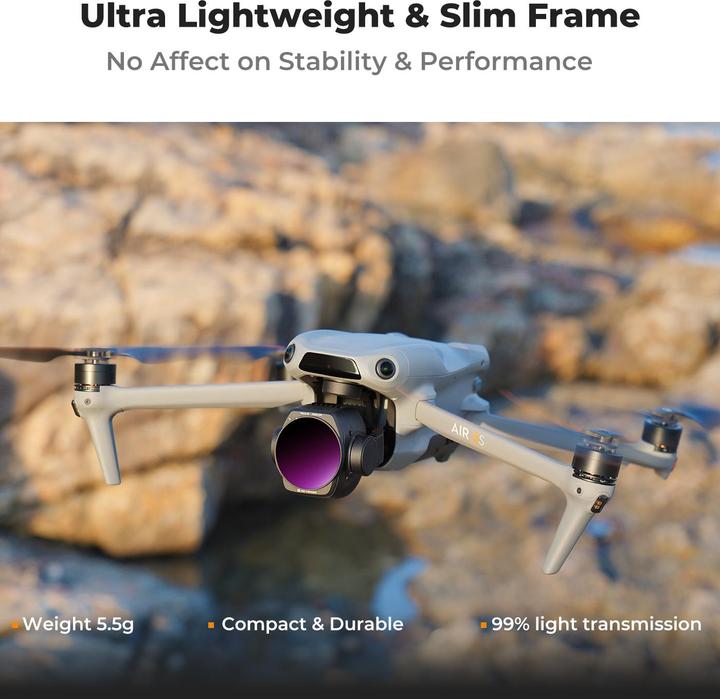 Produktbild K&F Concept 4pcs Filter Kits, ND8&PL+ND16&PL+ND32&PL+ND64&PL, HD, Anti-Reflection Green Coating, Waterproof and (Drohnen Filter, DJI Air 3s)