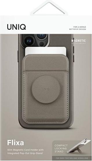 Productafbeelding Uniq Flixa magnetyczny portfel na karty z podpórką szary/flint grey MagSafe