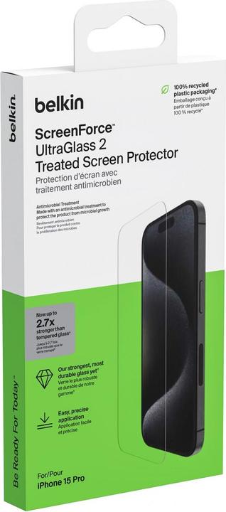 Image du produit Belkin ScreenForce Pro UltraGlass2 (1 pièce(s), Apple iPhone 15 Pro)
