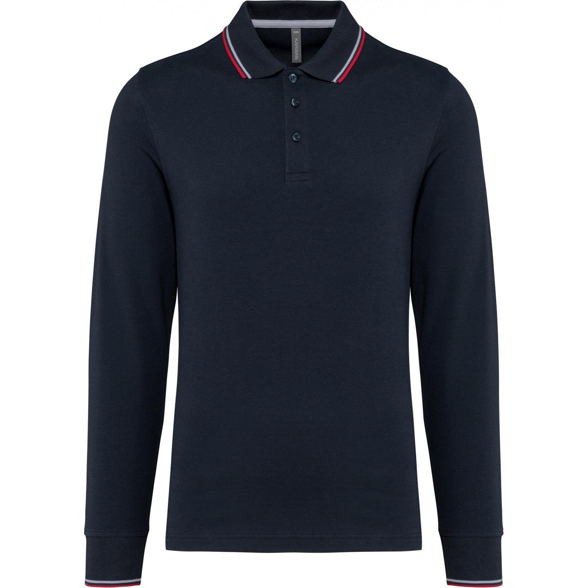 Kariban, Herren, Shirt, Polo-Shirt aus Piqué-Strick langarm, Mehrfarbig, (3XL)