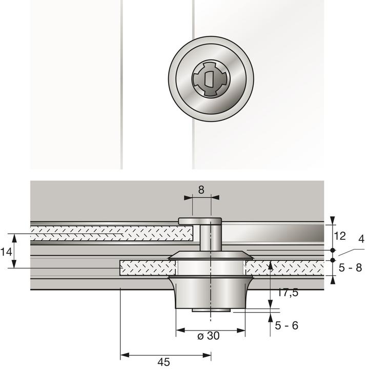 Productafbeelding Hettich Cilinder glazen deurslot type 326 (Sluitcilinder)