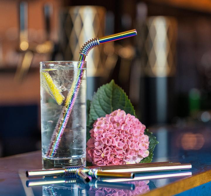 Actual product image Turtleneck Straw Bendable stainless steel drinking straws (12x)