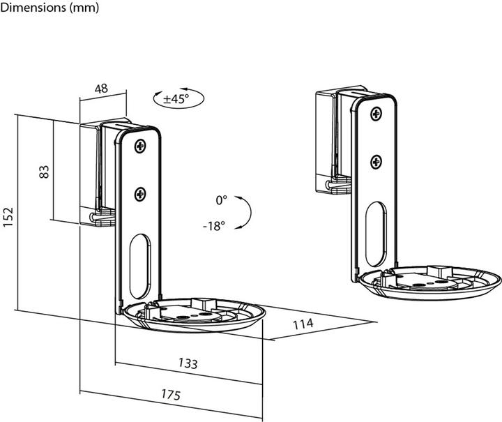 Productafbeelding Goobay Modern Era 1 Flex muurbevestiging voor luidsprekers, zwart (Wandmontage, Draaibaar, Kantelbaar)