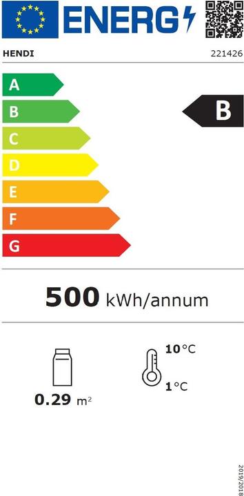 Energy Label Hendi Meat maturing cabinet 98L (98 l)