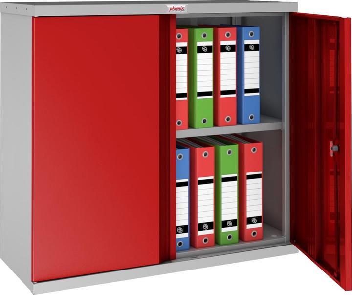 Produktbild Phoenix Stahlschrank SCL0891GRK grau, rot 91,5 x 37,0 x 83,0 cm (37 x 83 x 91.50 cm)