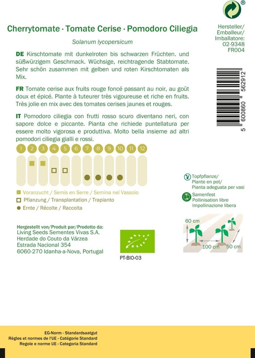 Immagine prodotto Living Seeds Pomodoro ciliegino, black Cherry (Semi di verdura)