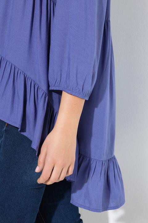 Immagine prodotto Ulla Popken Blusa dal taglio svasato con orlo con volant, collo da camicia e maniche a 3/4 (54)