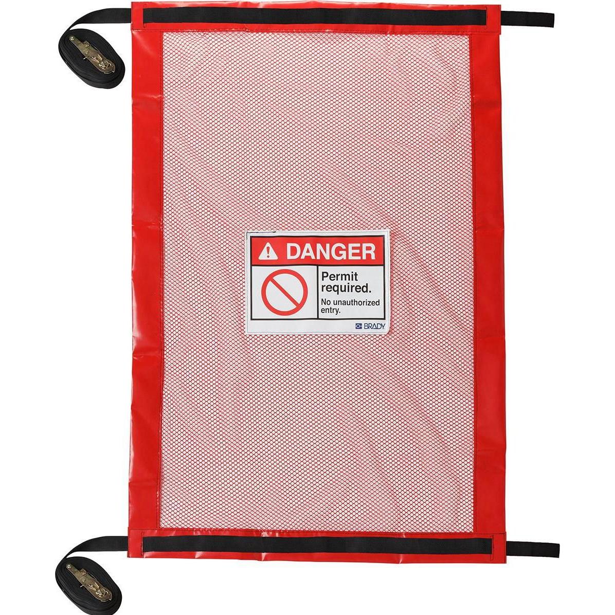 Brady, Etiketten, Set mit verschliessbaren Schachtabdeckungen, PVC-beschichtetes Polyester, Rot, Genehmigung er