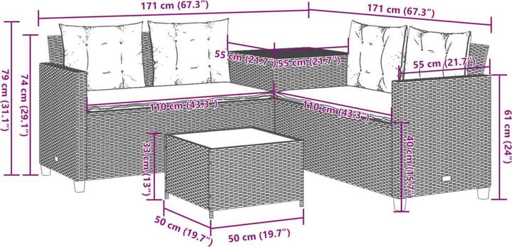 Produktbild vidaXL Gartensofa