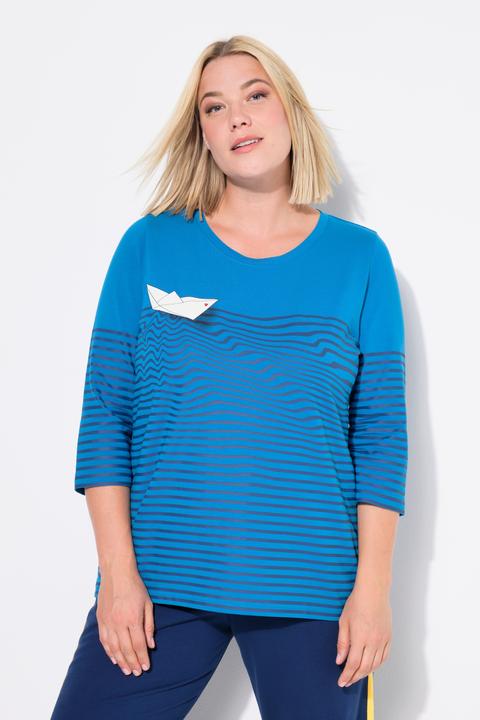 Produktbild Ulla Popken Shirt, Ringel, Papierboot, U-Boot-Ausschnitt, 3/4-Arm (42, 44)