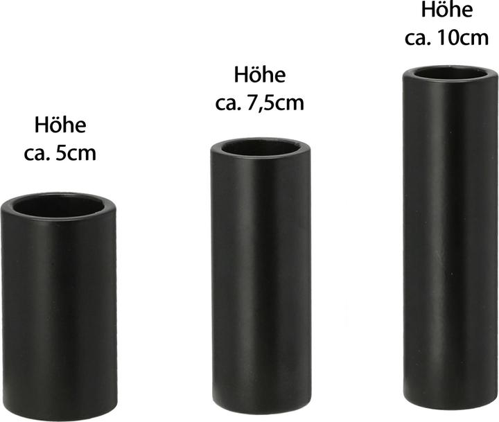 Produktbild Novaliv 12x Stabkerzenhalter magnetisch SCHWARZ 2,8x7,5cm Weihnachten Dekotablett Kerzenständer (Rund)