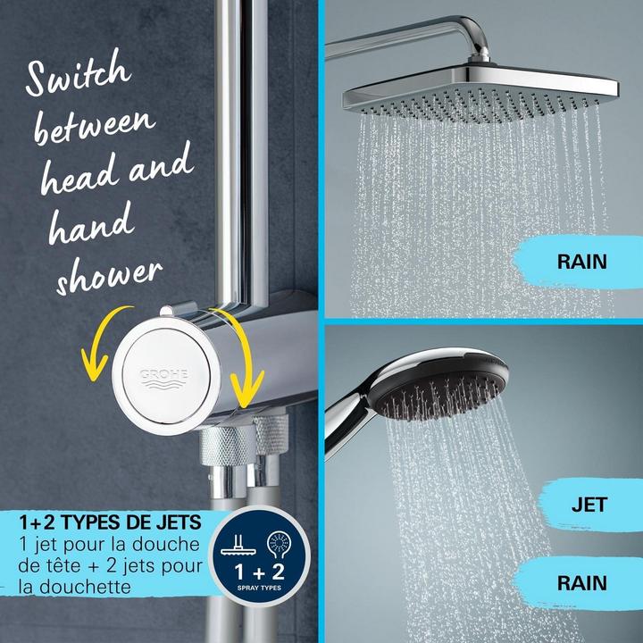 Actual product image Grohe vitalio start - doucheset zonder kraan, diameter 25 cm, 2 jets, chroom (2 Beam types, 8 l/min)