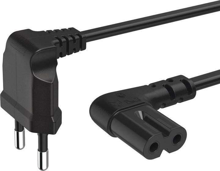 Produktbild Hama Netzkabel, beidseitig gewinkelt, Euro-Stecker, Doppelnut/C7, 3 m, Schwarz (3 m)