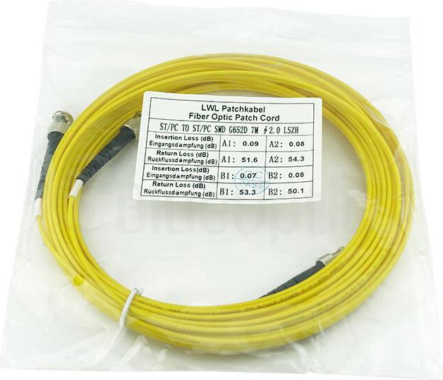 Actual product image CBO Duplex fibre optic patch cable ST-PC/ST-PC singlemode 1 metre (1 m)