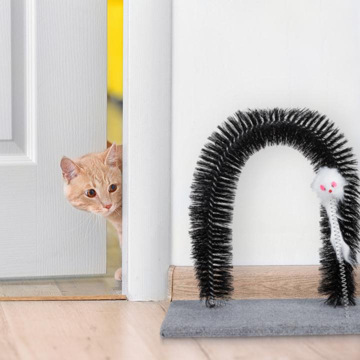 Actual product image Relaxdays Scratching Arch for Cats, Fur Care Stand (33 cm, Black)