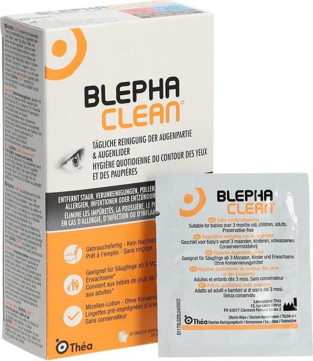 Nährwerte und Zutaten Théa Blephaclean (20 Einzeln verpackte, Sterile Reinigunstücher)