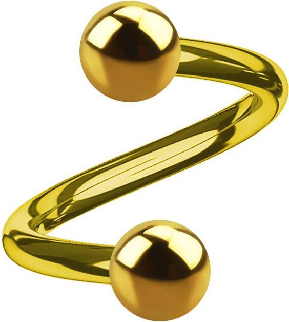 Image du produit Star Piercing Micro Spirale dorée avec deux boules (sans laiton, Acier chirurgical 316L)