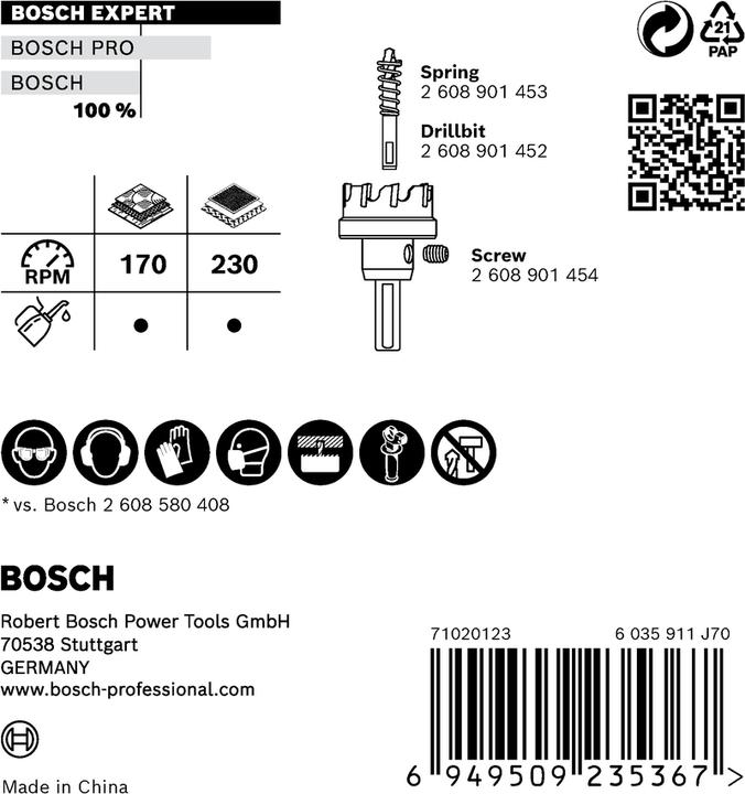 Productafbeelding Bosch Professional Zubehör Blau Zubehör 2608901443 Präzision für Bleche Hartmetall 70 mm (70 mm)