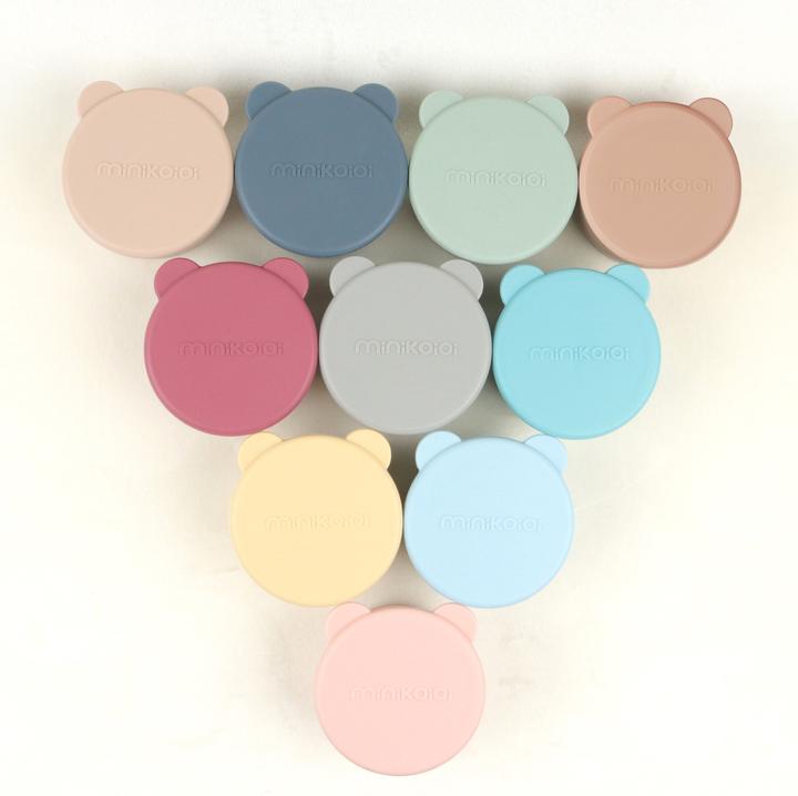 Produktbild Minikoioi Mini Silikon Schalenmit Deckel, 2 Stk., Holz Braun / Puder Grau