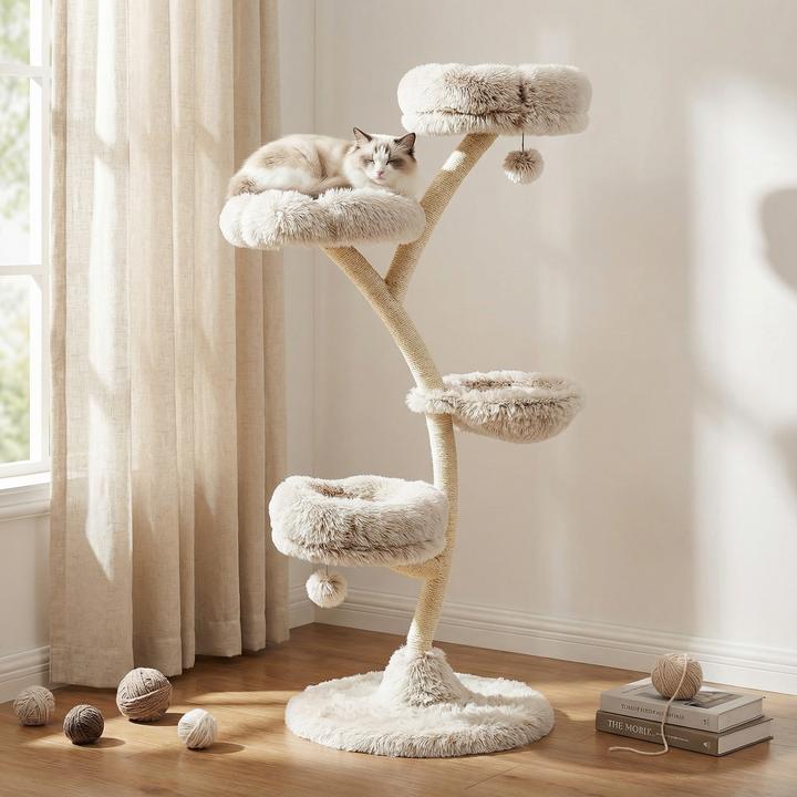 Produktbild Wiltec Designer Kratzbaum (155 cm, Creme, Grau)