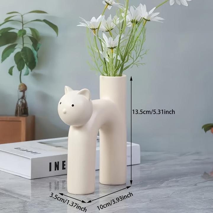 Alopini Miniature resin cat vase: 13.5cm/5.31inch high, 3.5cm/1.37inch diameter, decorative art (1 x)