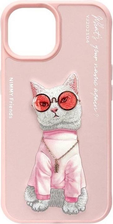 Actual product image GCS Nimmy case iPhone 15 6.1" pink Glasses Cool Cat (Apple iPhone 15)