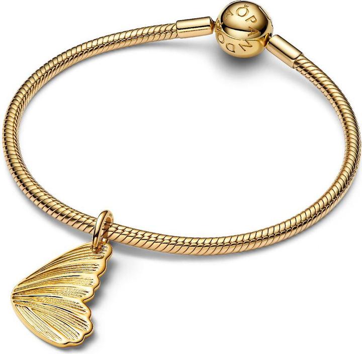 Immagine prodotto Pandora Schmetterlingsflügel-Anhänger mit Plakette und Gravurmöglichkeit (Dorato, Metallo)