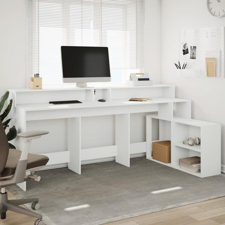Immagine prodotto VidaXL Scrivania LED Scrivania per computer Scrivania da lavoro Scrivania per laptop Scrivania per ufficio (200 x 104 x 91 cm)