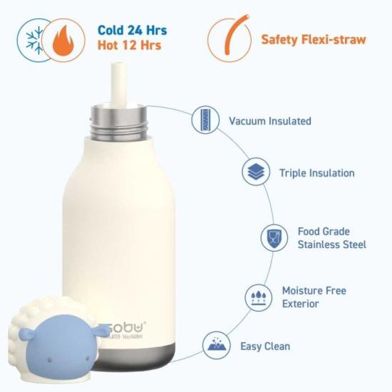 Produktbild Asobu Bestie Sheep - Thermoflasche mit Strohhalm 460 ml (0.46 l)