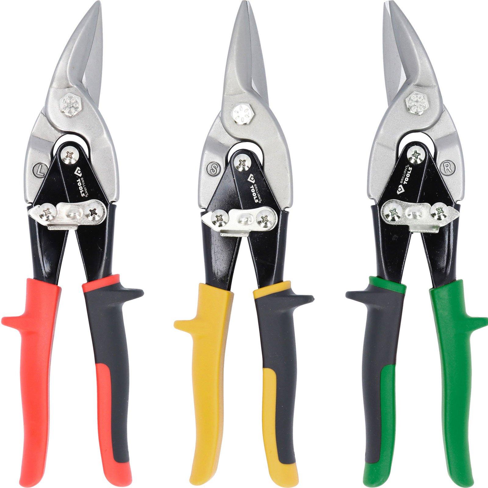Brilliant Tools, Bolzenschneider + Seitenschneider, Hebel-Blechdurchgangsscheren-Satz, 3-tlg (250 mm)