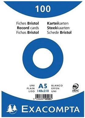 Actual product image Exacompta Index card Format of card: DIN A5 Design of ruling: blank (A4, 205 g/m², 100 x)