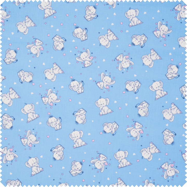 Produktbild VBS Baumwoll-Stoff "Kleine Elefanten" Hellblau, 140 cm breit, Meterware