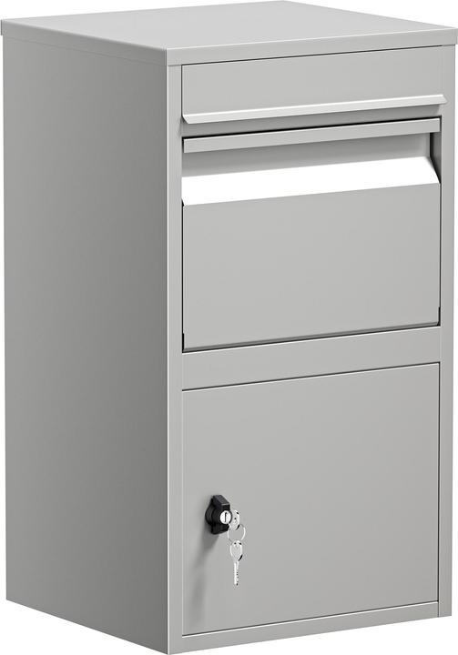 Wiltec Paketkasten grau 410x380x720mm Paketbox Stahl Standbriefkasten Paket Post