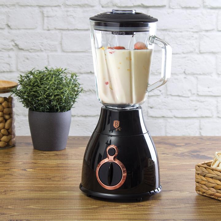 Produktbild BerlingerHaus Standmixer, 1,5 L, Glaskrug, schwarz-rosÃ©gold, 600 W (600 W)