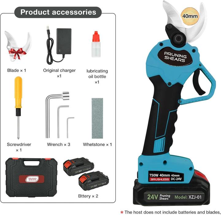 Actual product image Bilivry Elektrische Astschere mit 2 Akkus und Sicherheitsverriegelung