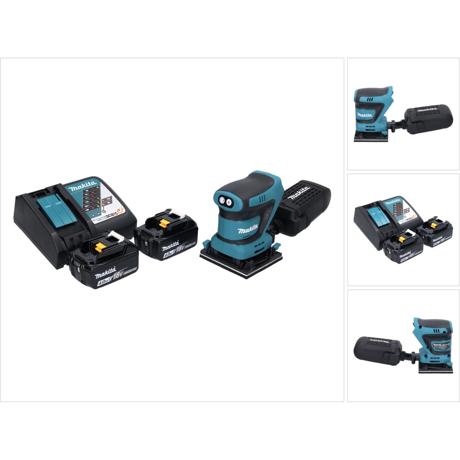 Makita, Schleifmaschine + Poliermaschine, DBO 480 RM Akku Schwingschleifer 18 V 112 x 102 mm + 2x Akku 4,0 Ah + LadegerÃ...
