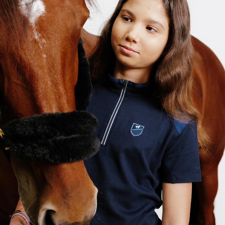 Produktbild Fouganza Reit-Poloshirt Kinder Reissverschluss kurzarm - 500 dunkelblau (116)