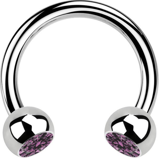 Immagine prodotto Star Piercing Micro Circular Barbell in argento con due sfere di cristallo viola chiaro (senza ottone, Acciaio chirurgico 316L)