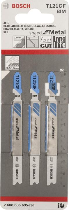 Produktbild Bosch Professional Zubehör Stichsägeblatt T 121 GF Speed for Metal, 3er-Pack