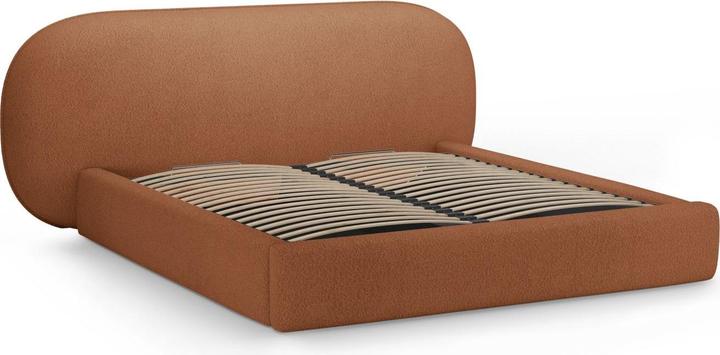 Actual product image Micadoni Boucle Storage Bed with Headboard, "Ovalo", Terracotta, 234x270x96 Made in Europe (180 x 200 cm)