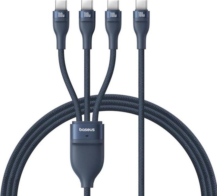 Actual product image Baseus Flash Series Typ C auf C+C+C Schnellladekabel 480 Mbps Blau (1.50 m, USB 2.0, 100 W)
